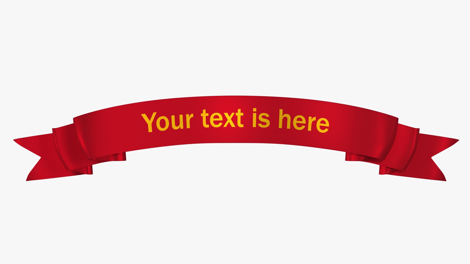 Ribbon Banner Curved Red 3D model preview