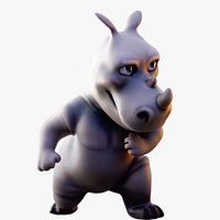 Rhino - rigged cartoon character for blender Low-poly