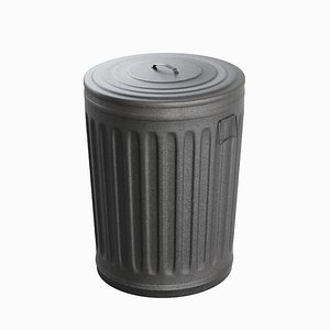 3D Steel Trash Can 03