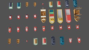 3D Cartoon low-poly ship model