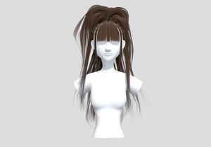 High Pigtail Hairstyle 3D model