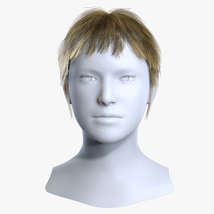 Realistic Short Blonde Pixie Cut with Fringe Hairstyle 3D Asset 3D model