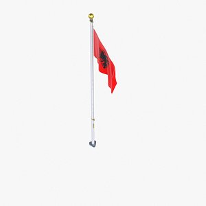 Albania Flag Stand Pole Animated Loop