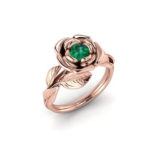 3D Rose Ring Size US 4