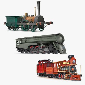 Vintage Steam Locomotives Collection 3D