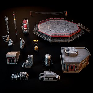 SCIFI INDUSTRIAL ROOFTOP ASSET KIT 3D