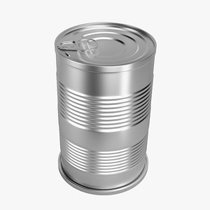 3D Round Silver Tin Can model