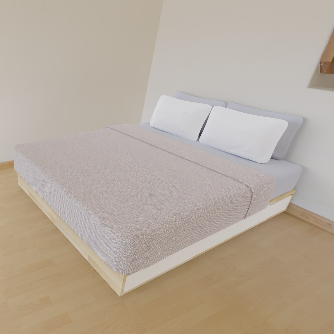 Queen Bed IKEA MANDAL Model TurboSquid 2189498