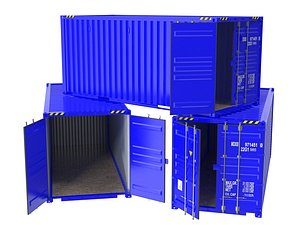 3D Blue transport 20ft container model