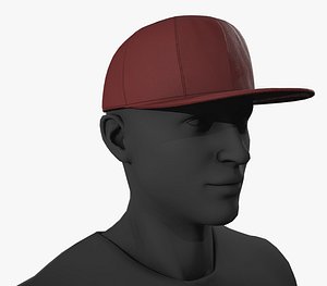 3D Red Snapback Cap model