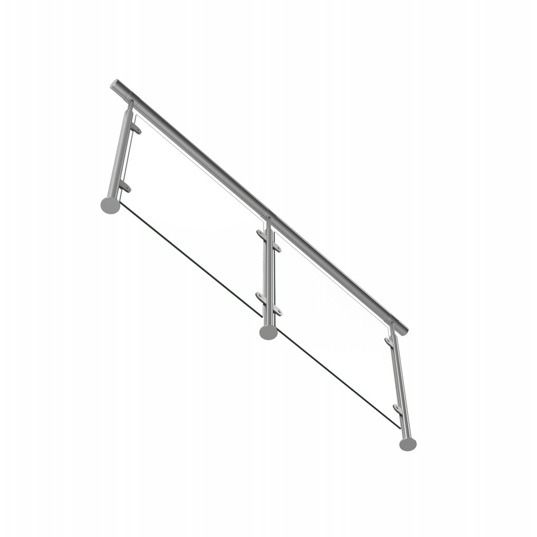 3D Silver Glass Railing - TurboSquid 2154968