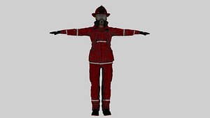 Low Poly Rigged  Animated Fire Fighter 3D