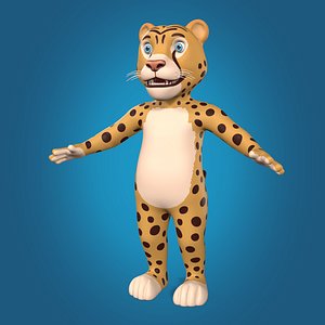 LowPoly Cartoon Cheetah Mascot Character -- Tiger Puma Panther Leopard Cat