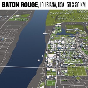 Baton Rouge Louisiana 50x50km City Map