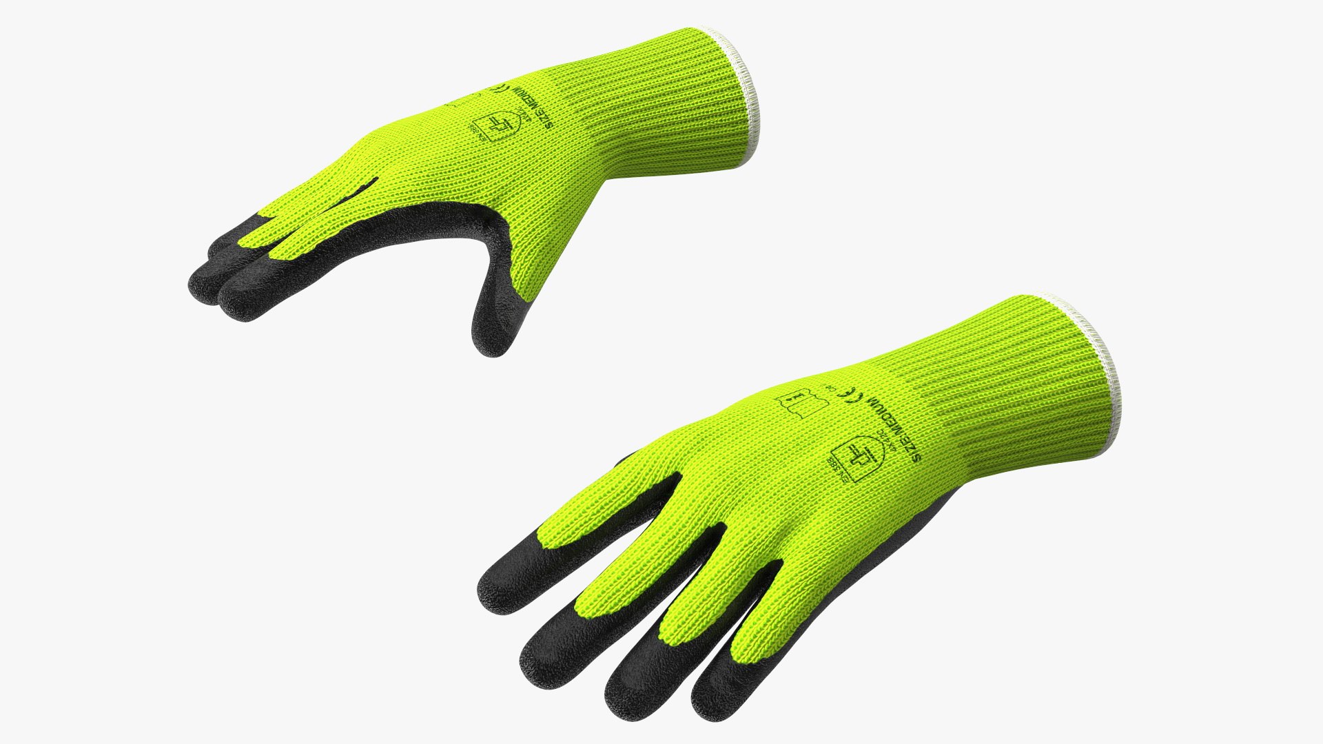 Safety Work Gloves Green Rigged for Maya 3D model preview