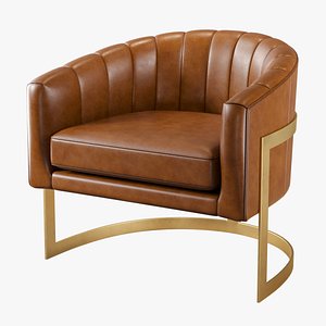 3D Vicenza Barrel Leather Chair