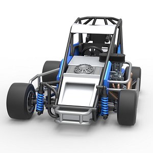 3D Diecast Pavement 600 Micro sprint car Scale 1 to 25 model