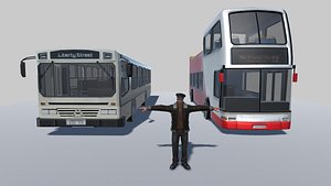 3D CIty Bus Tourist Bus with Driver