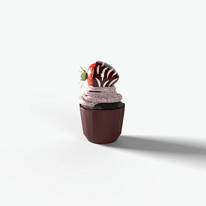 Cup with strawberry 3D model
