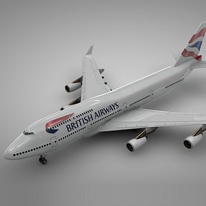 3D boeing 747-400 british airways model