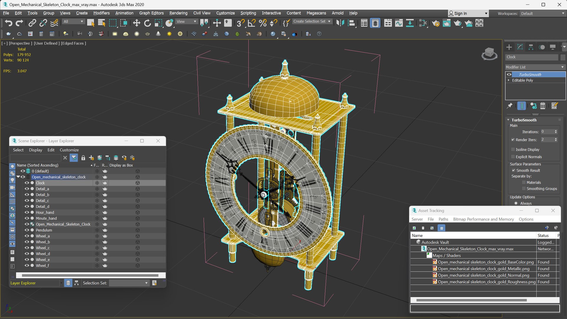 Open Mechanical Skeleton Clock Model - TurboSquid 2280768