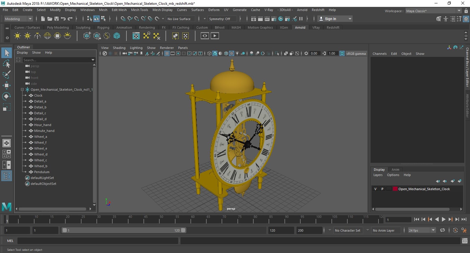 Open Mechanical Skeleton Clock Model - TurboSquid 2280768