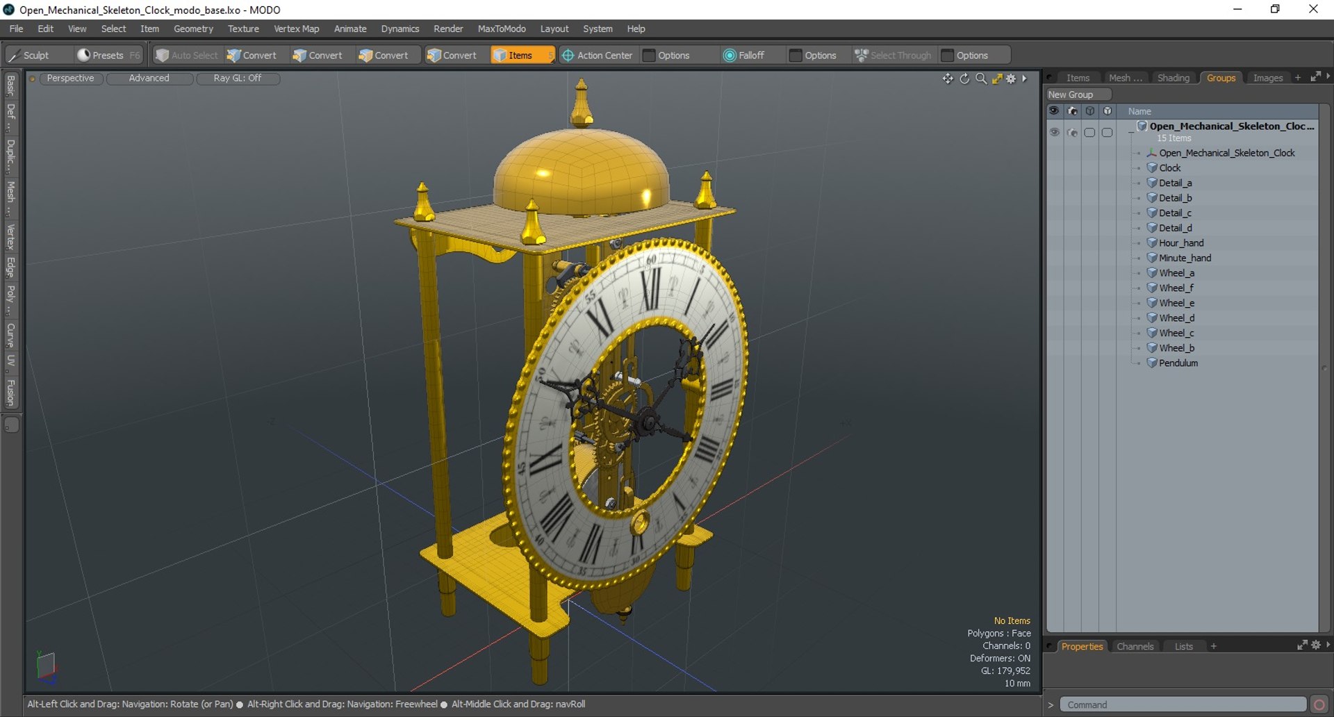 Open Mechanical Skeleton Clock Model - TurboSquid 2280768