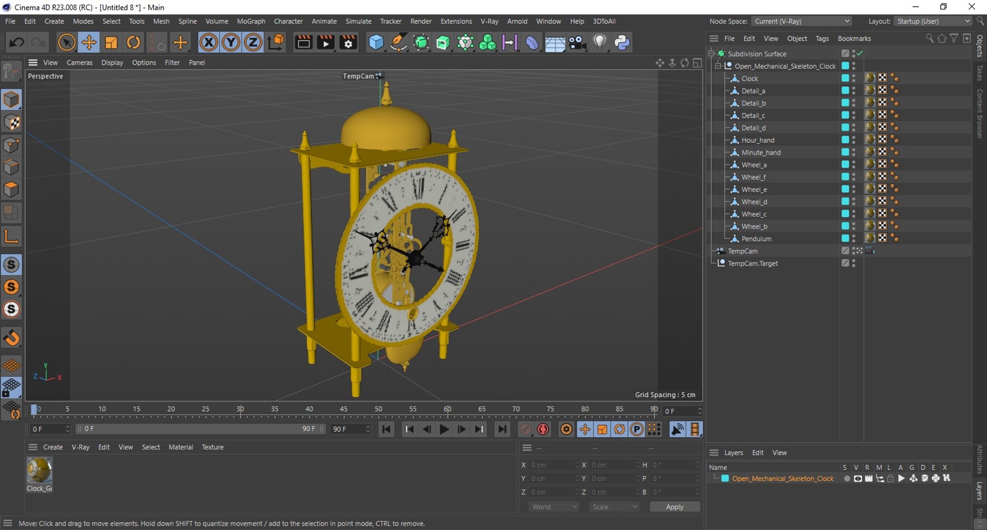 Open Mechanical Skeleton Clock Model - TurboSquid 2280768