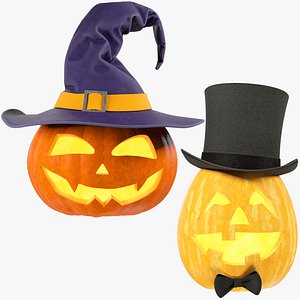 Halloween Pumpkins with Hats Collection V1 3D model