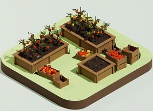 3D Low Poly Cartoon Pepper Plant