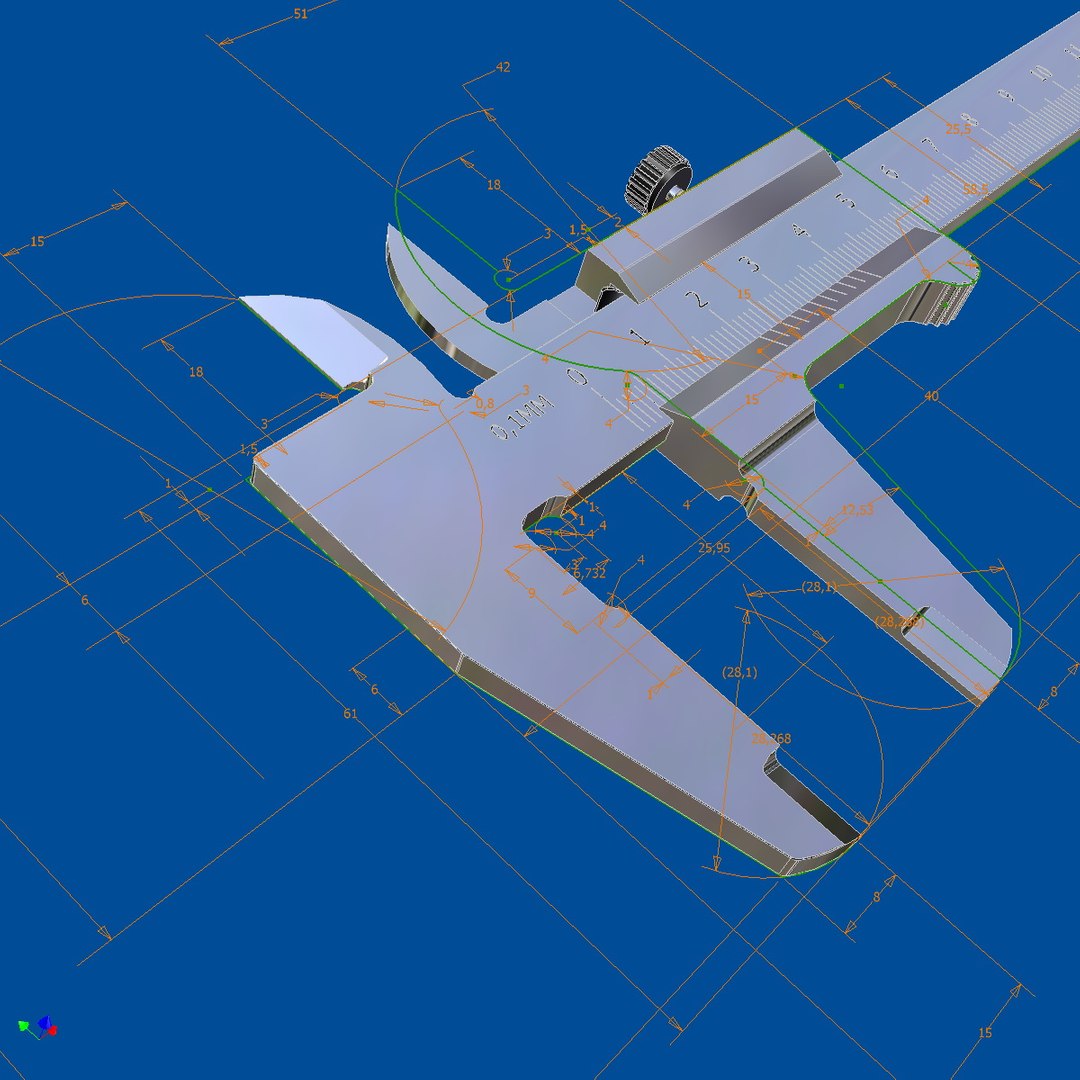 3d Sliding Calipers Stangenzirkul Model