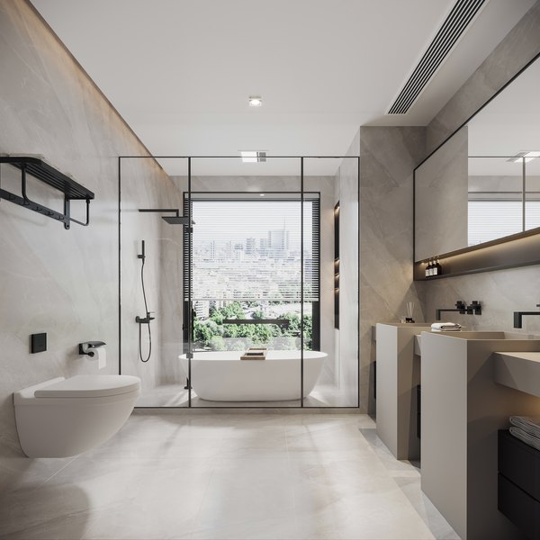 3D Modern bathroom model - TurboSquid 2028443