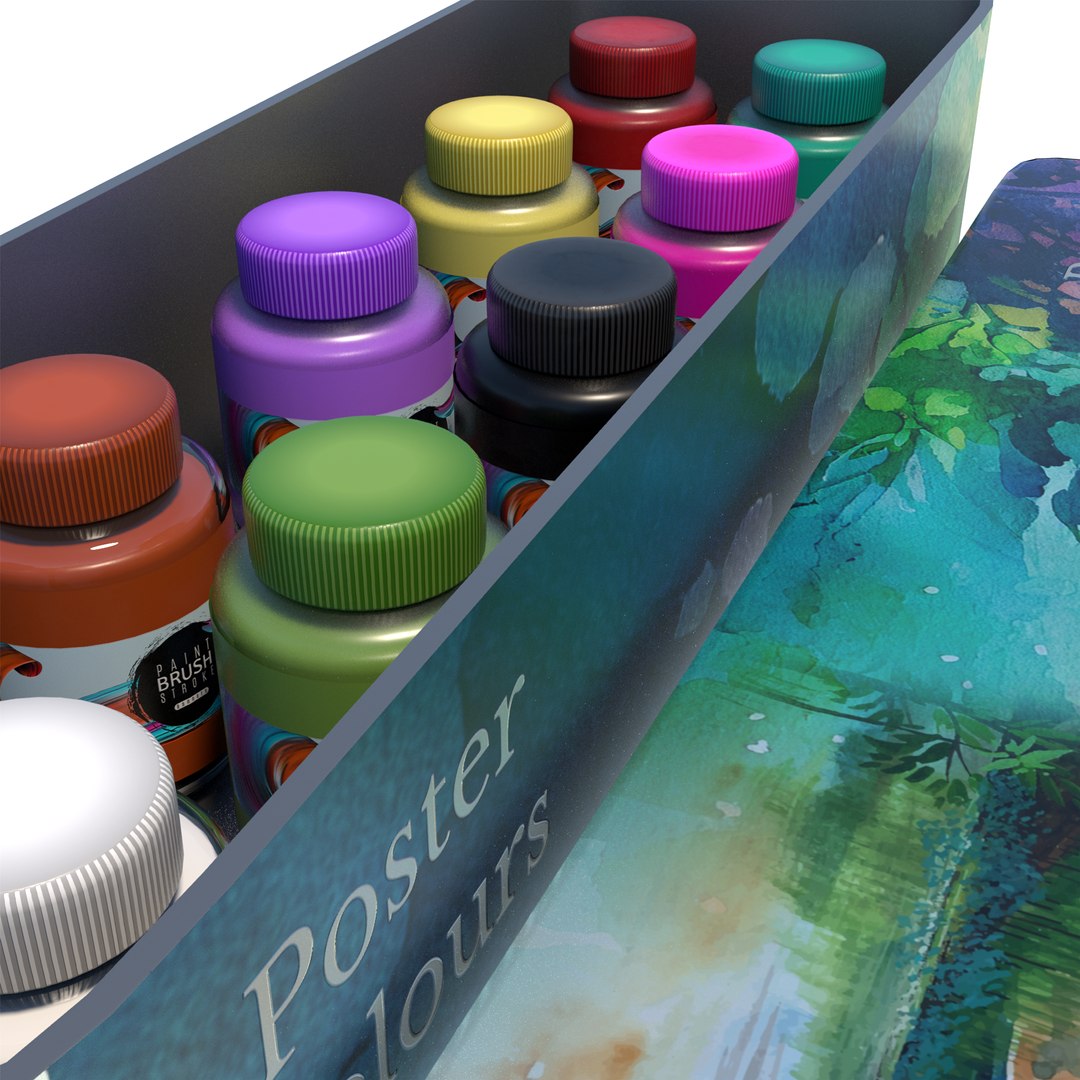 Poster Color Box Paint model TurboSquid 2096575
