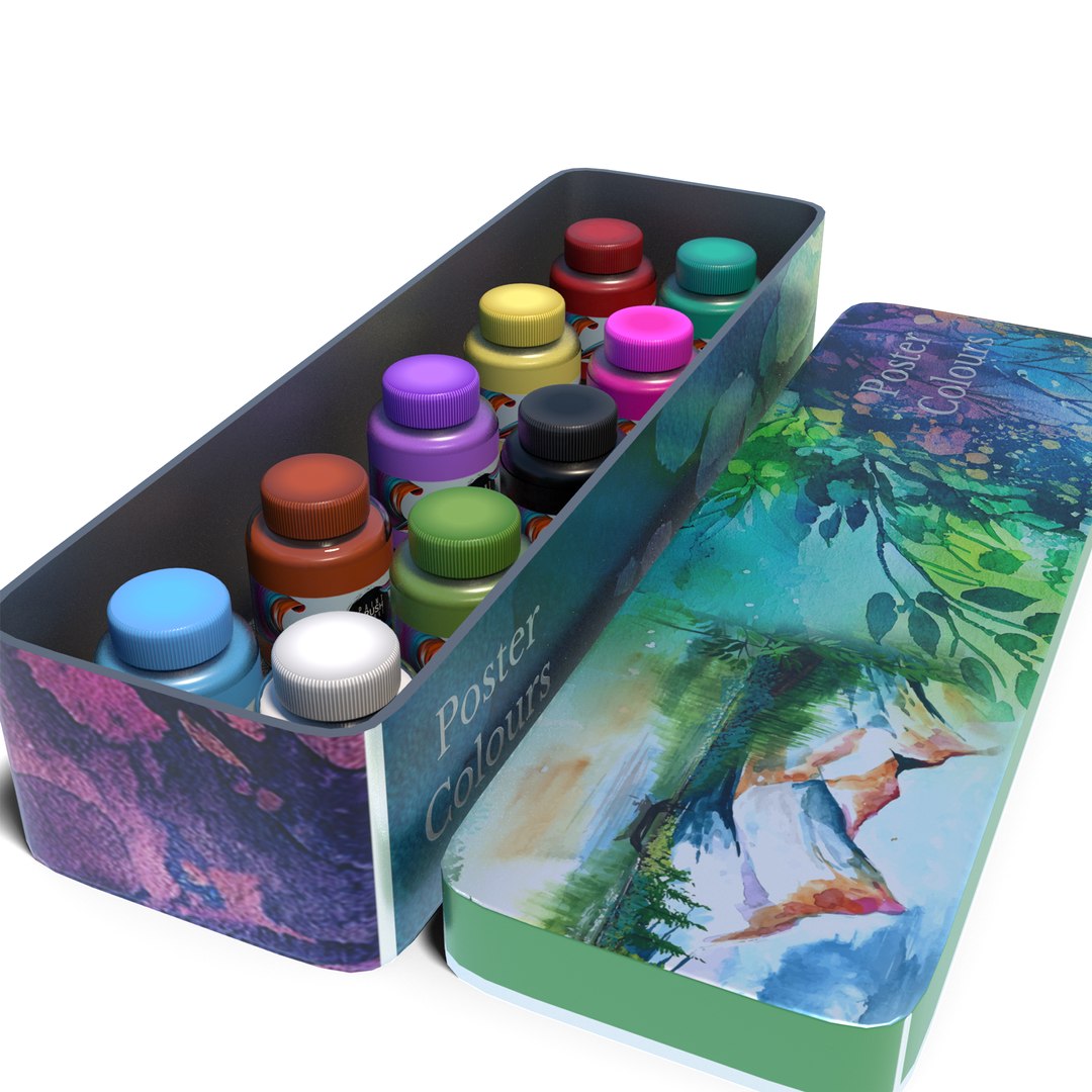 Poster Color Box Paint model TurboSquid 2096575