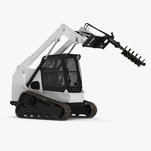 Track Skid Steer with Post Hole Auger Rigged