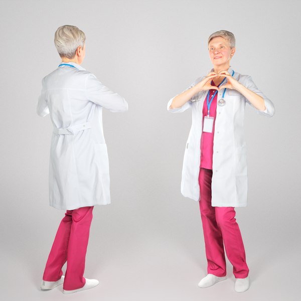 adult woman uniform doctor 3D model