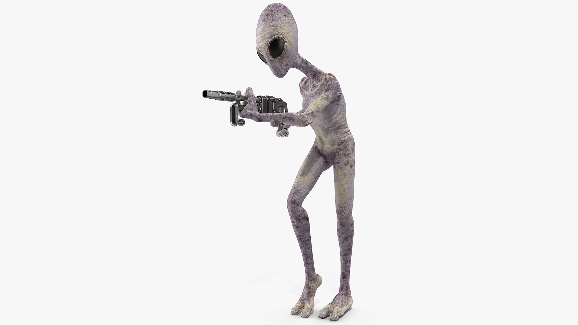 Humanoid Alien Attacking Pose 3D model preview
