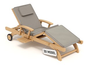 Wooden Sun Lounger 3D