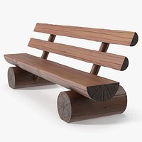 Lacquered Log Bench with Backrest Dark