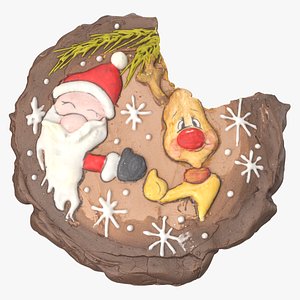 3D Christmas Cookie 01 Bitten model