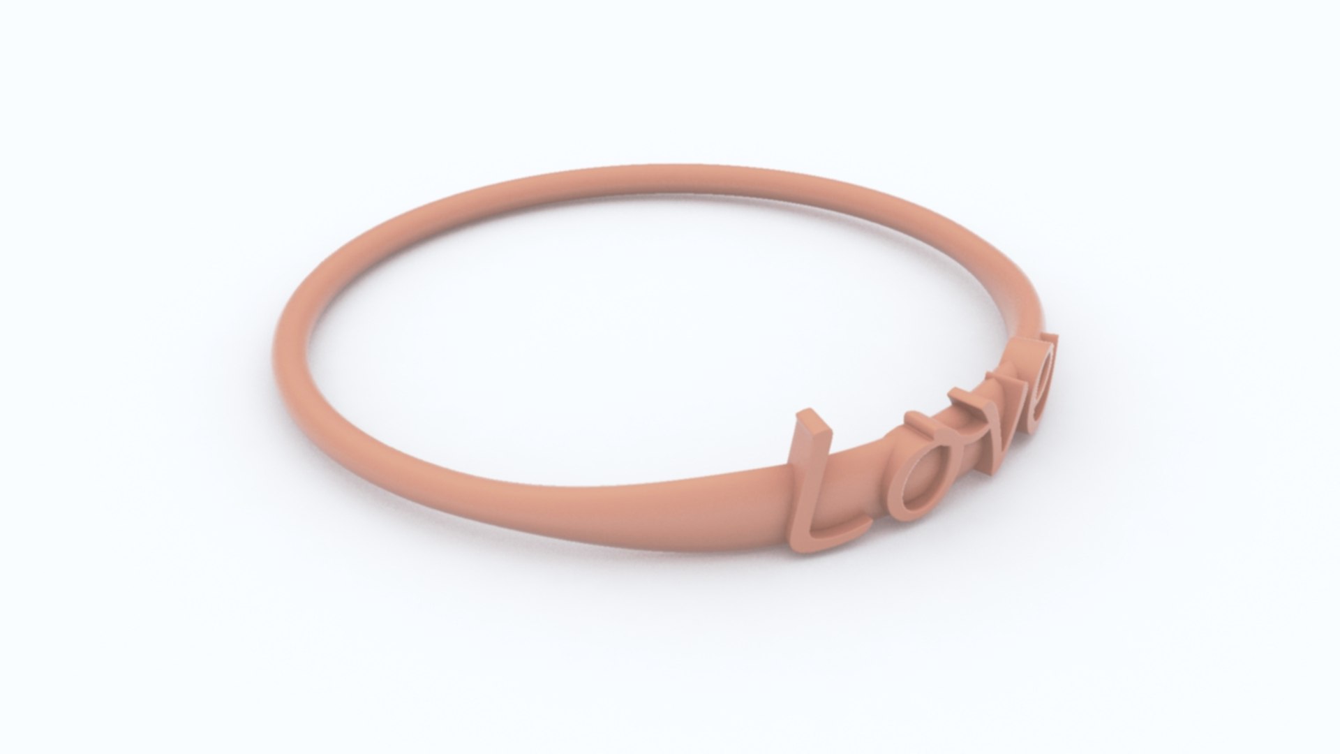 3D Love Ring with Silver Polished Text and 24k Gold Polished Ring model ...