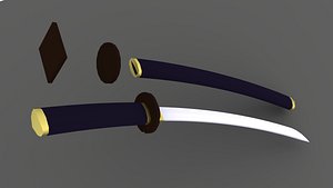 Low poly katana sword