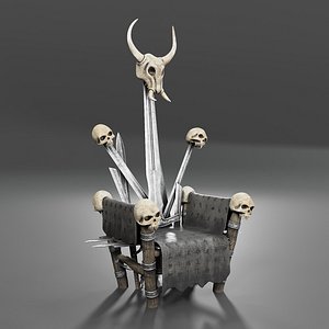 3D model throne viking leader runes