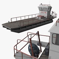 Flipper Deck Barge with Railing and Yamaha Outboard Gray