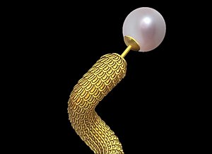 3D model Dragon Skin Scales Pearl Earrings