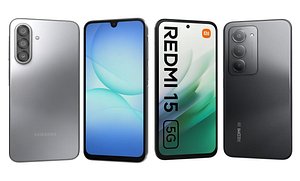 3D Samsung Galaxy A17 Gray And Xiaomi Redmi 15 5G Black