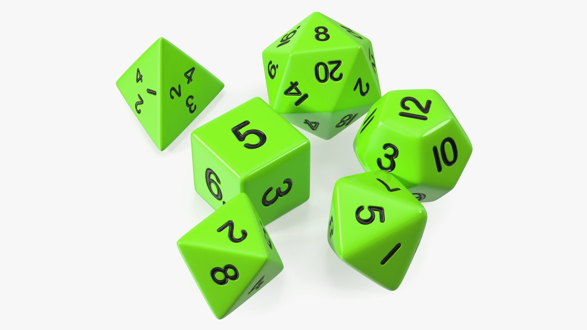 Polyhedral Dice Set for Tabletop RPGs 3D model preview