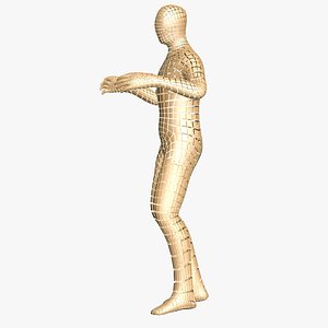 Golden Plate Dancer Futuristic Polygon Man 3D