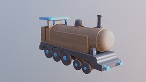 WOODEN LARGE TRAIN TOY - RogueFilmProductions 3D