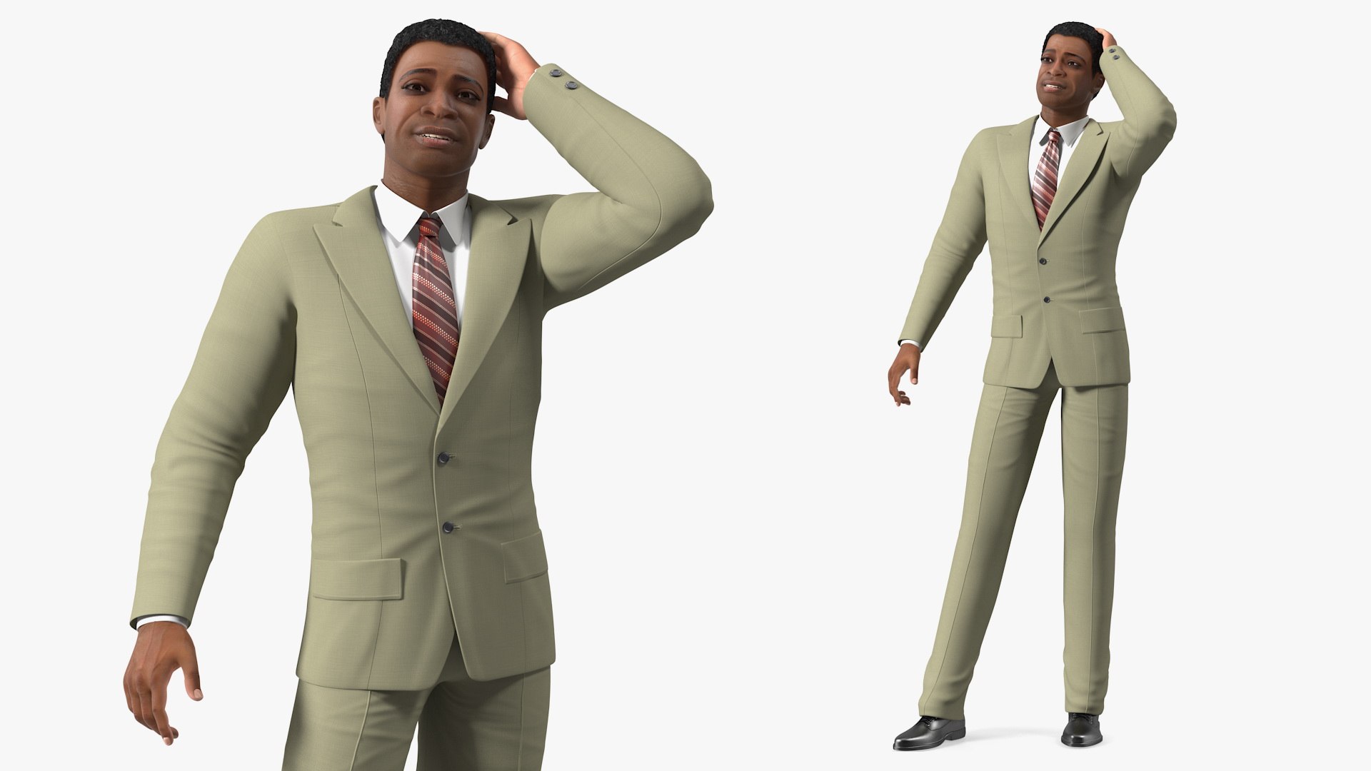 Light Skin Afro American Businessman 3D model preview